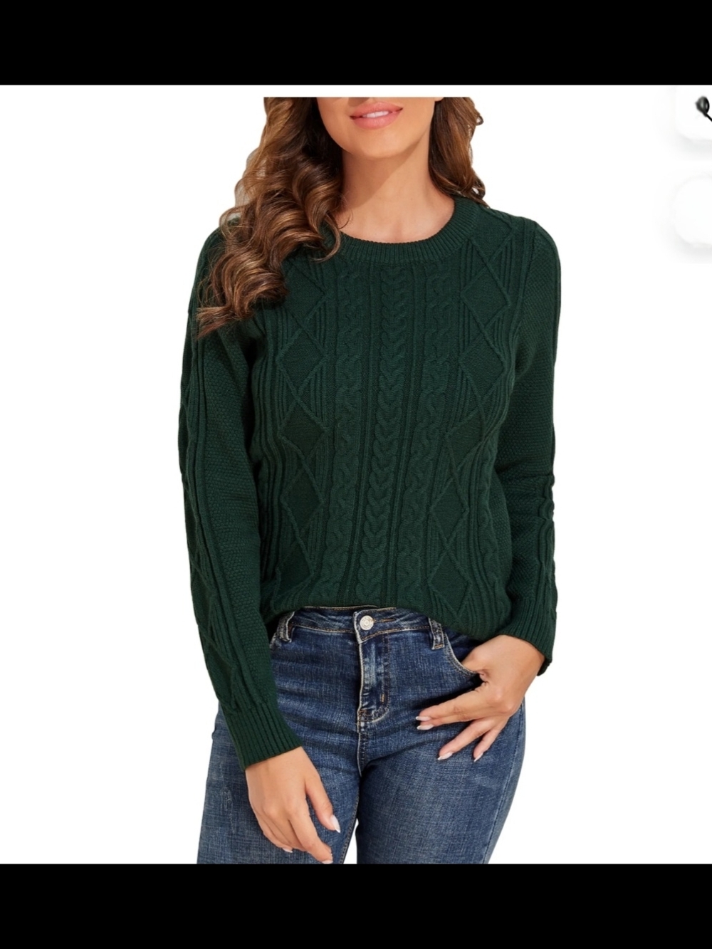 Tommy Hilfiger SZ L Forest Green Cable Knit Crewneck Sweater